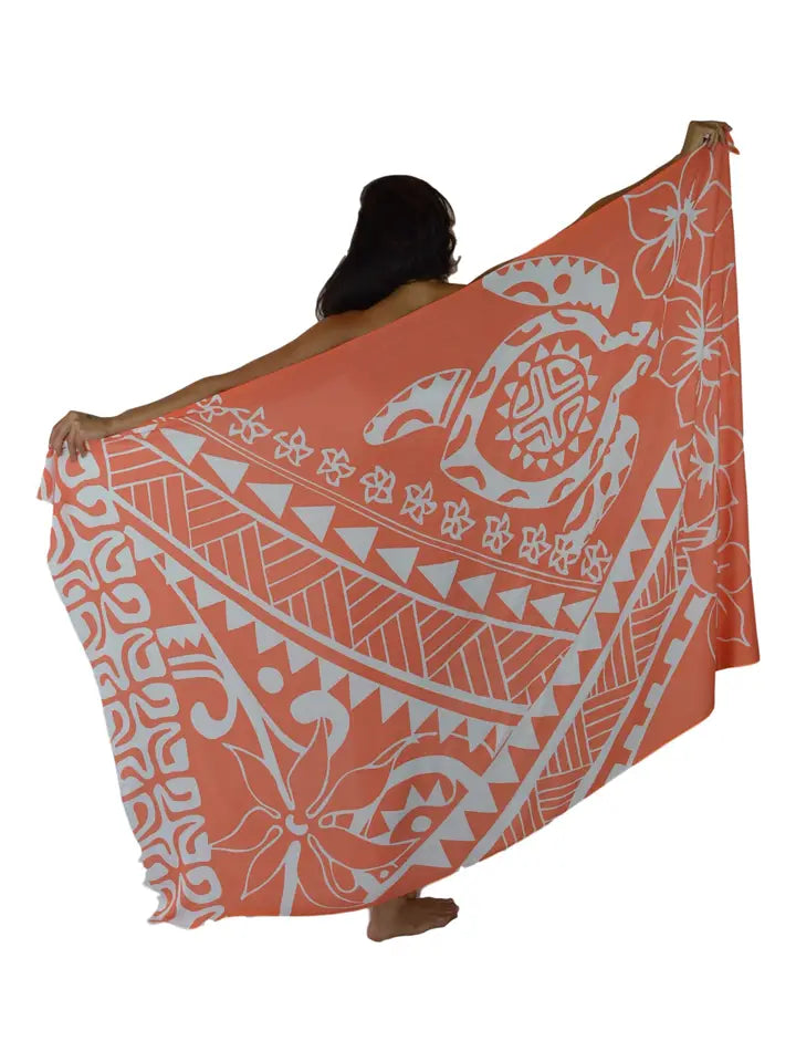 Hawaiian Turtle Sarong -Orange