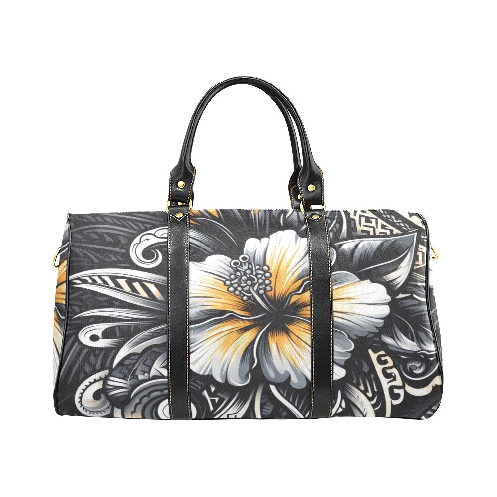 Yellow and White hibiscus flower Waterproof Travel Bag/Small