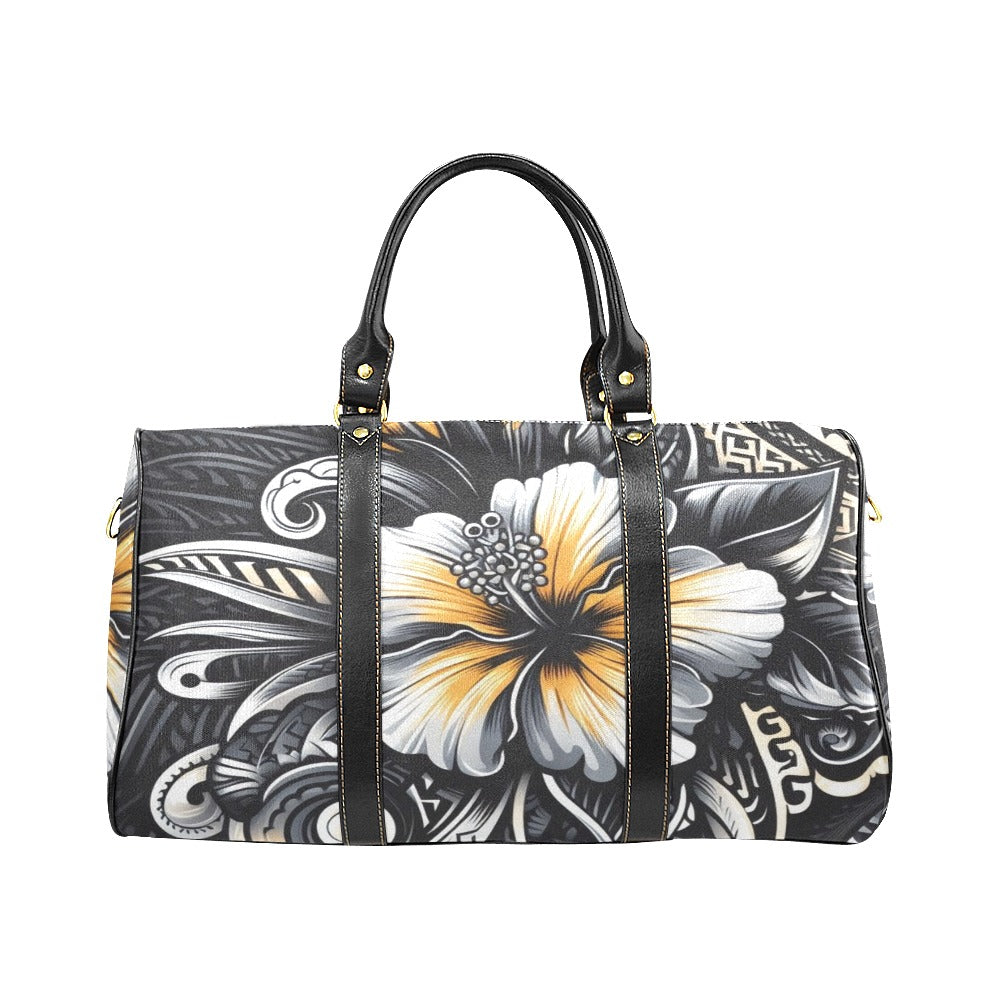 Yellow and White hibiscus flower Waterproof Travel Bag/Small