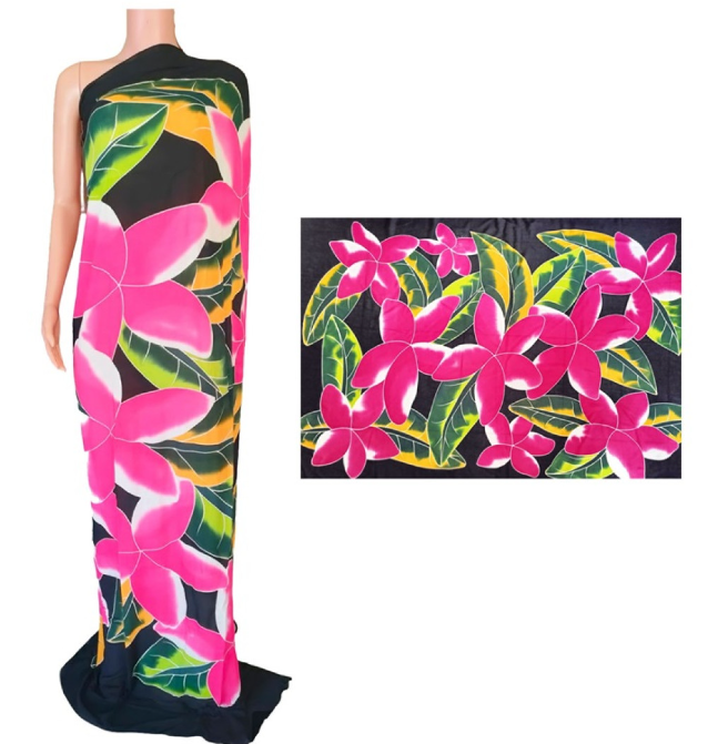 Plumeria Flower Pattern Hand Painting Sarong