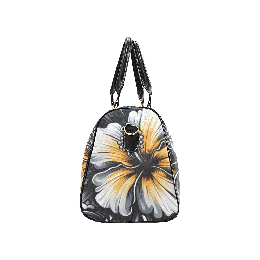 Yellow and White hibiscus flower Waterproof Travel Bag/Small