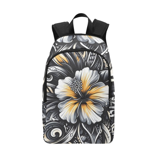 Yellow and white hibiscus backpack