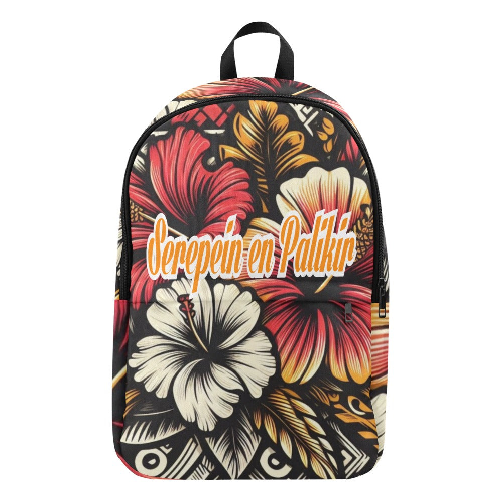 Orange, Yellow and white hibiscus Serepein en Palikir fabric Backpack