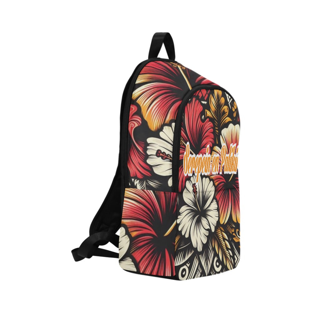 Orange, Yellow and white hibiscus Serepein en Palikir fabric Backpack